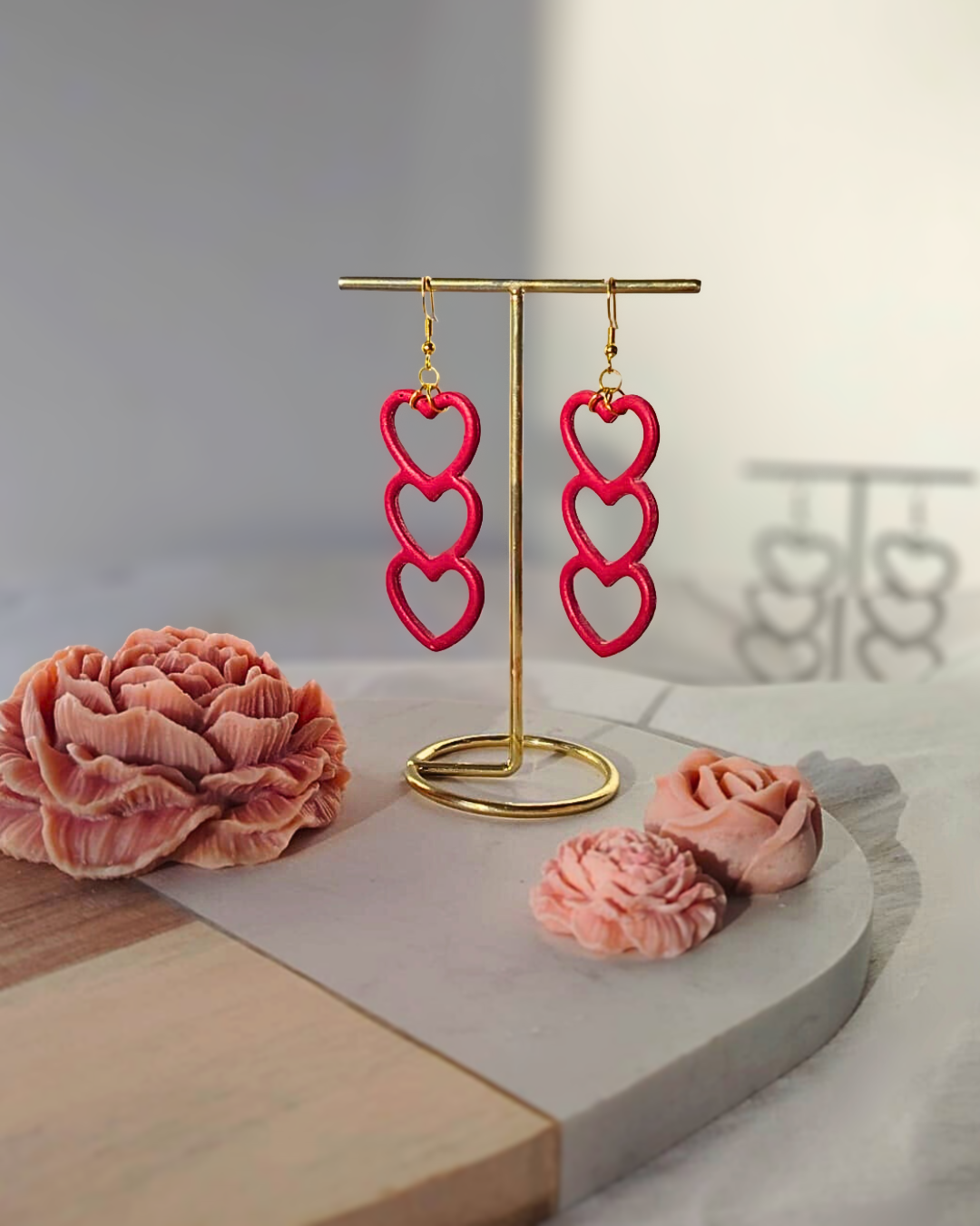 Crvena viseća srca - Naušnice za Valentinovo