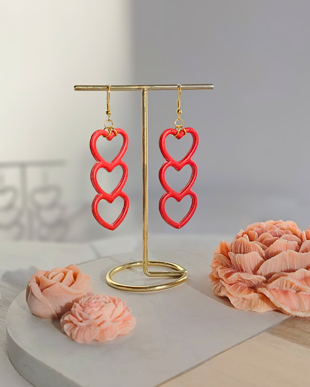 Crvena viseća srca - Naušnice za Valentinovo