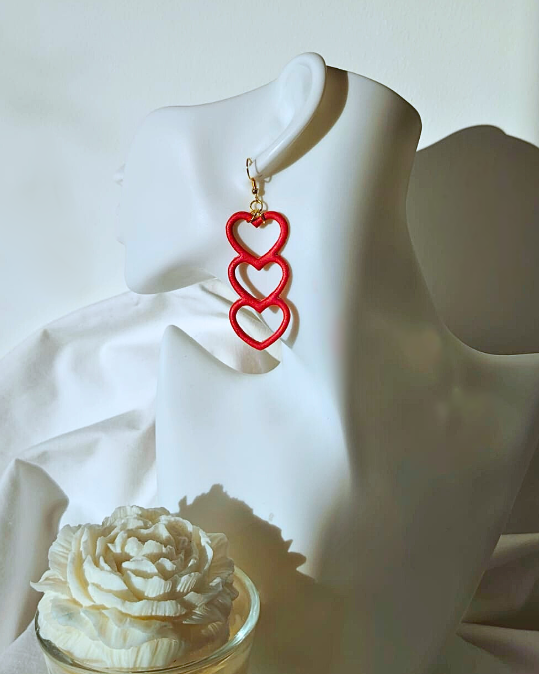 Crvena viseća srca - Naušnice za Valentinovo