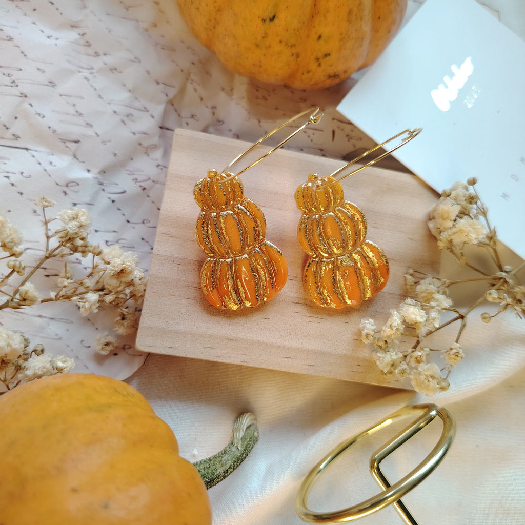 Pumpkin Hoops naušnice od polimerne gline – Halloween