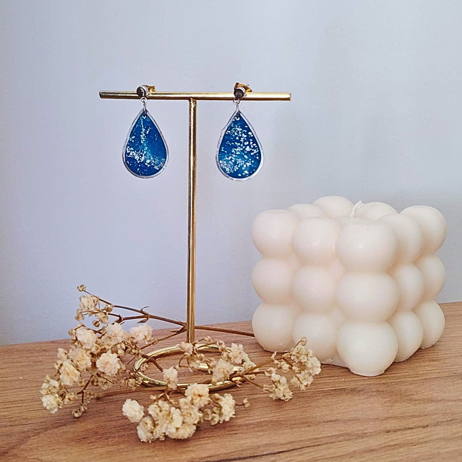 Blue Drop - Elegatne naušnice, ručno izrađene od polimer gline