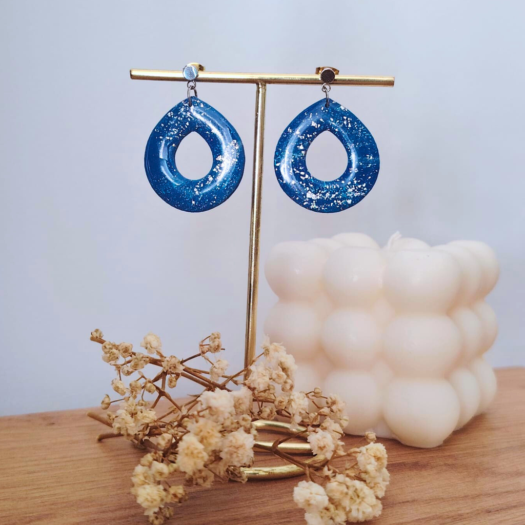 Blue Silver Harmony - Elegantne viseće naušnice