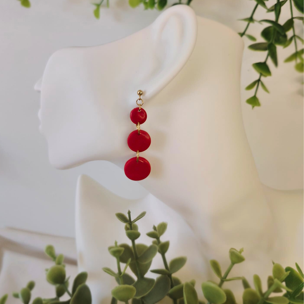 Trinity Circle Earrings – Naušnice od tri kruga u crvenim tonovima