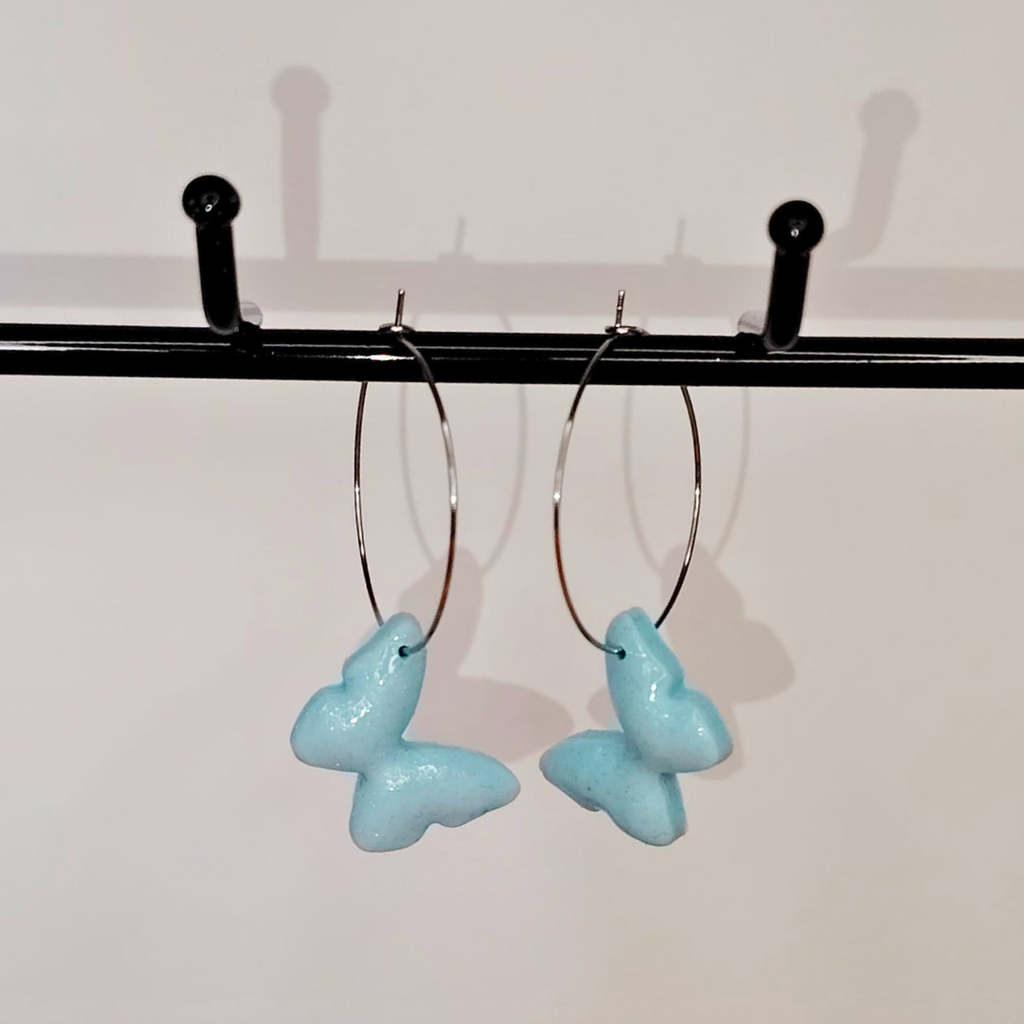 Butterfly Hoop naušnice od polimerne gline – ručni rad