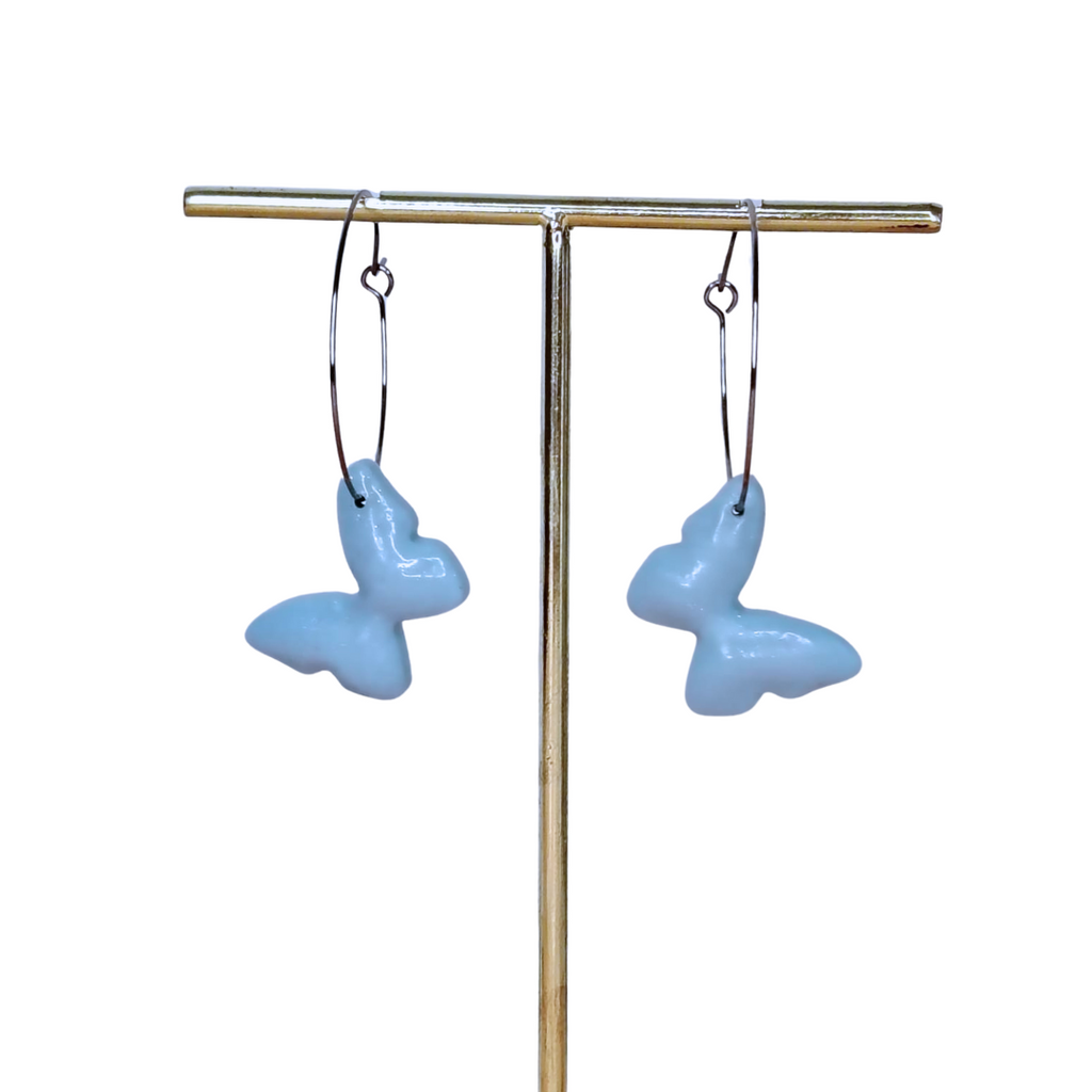 Butterfly Hoop naušnice od polimerne gline – ručni rad