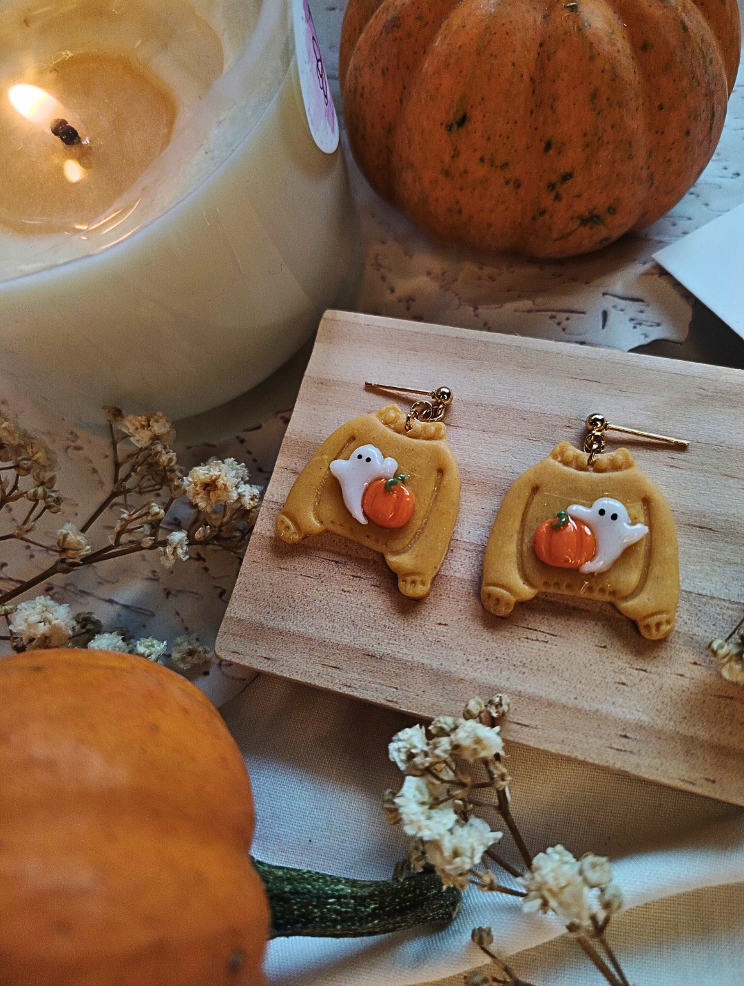 Halloween Spooky Sweater naušnice od polimerne gline