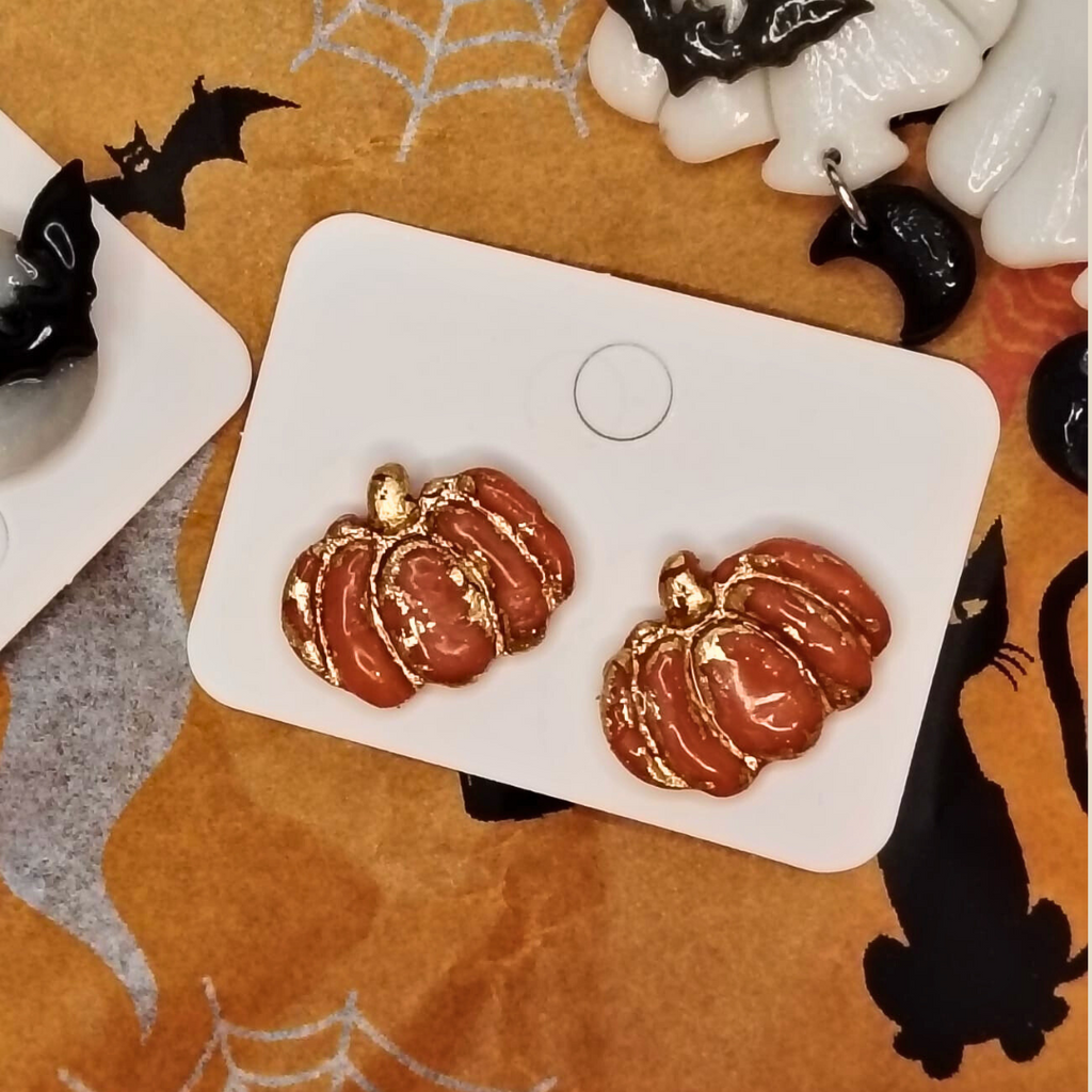 Mini Pumpkin naušnice od polimerne gline – stud design