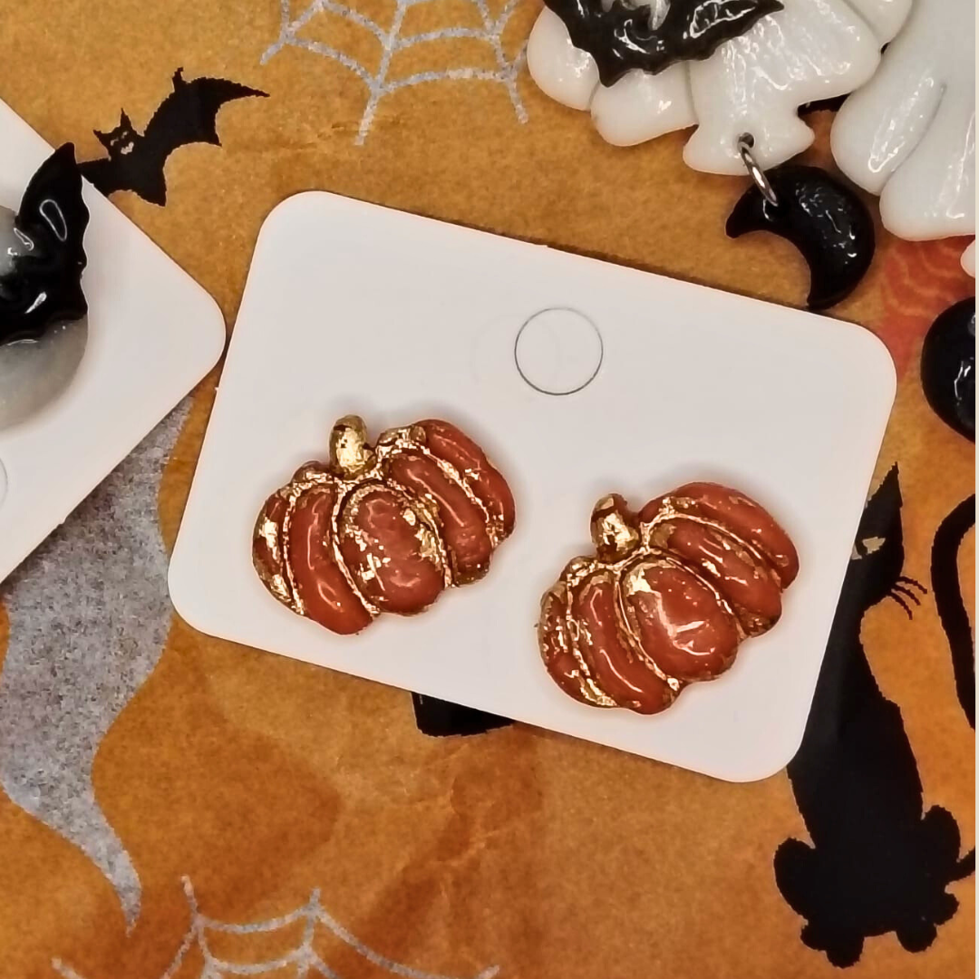 Mini Pumpkin naušnice od polimerne gline – stud design