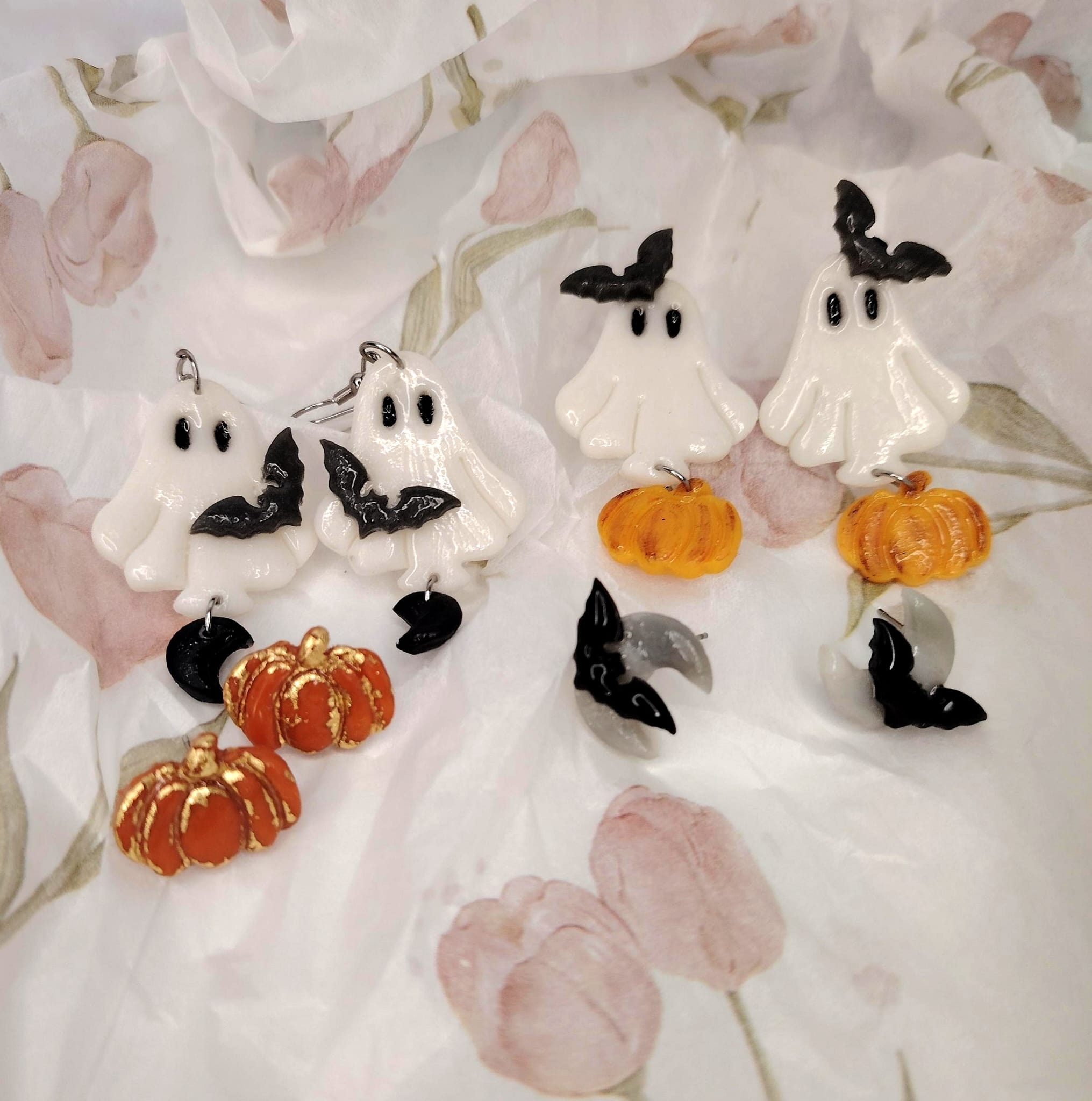 Midnight Ghost naušnice od polimerne gline – Halloween tema