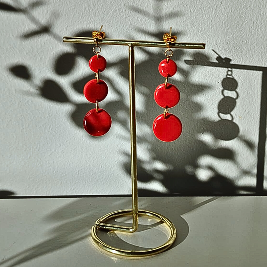 Trinity Circle Earrings – Naušnice od tri kruga u crvenim tonovima