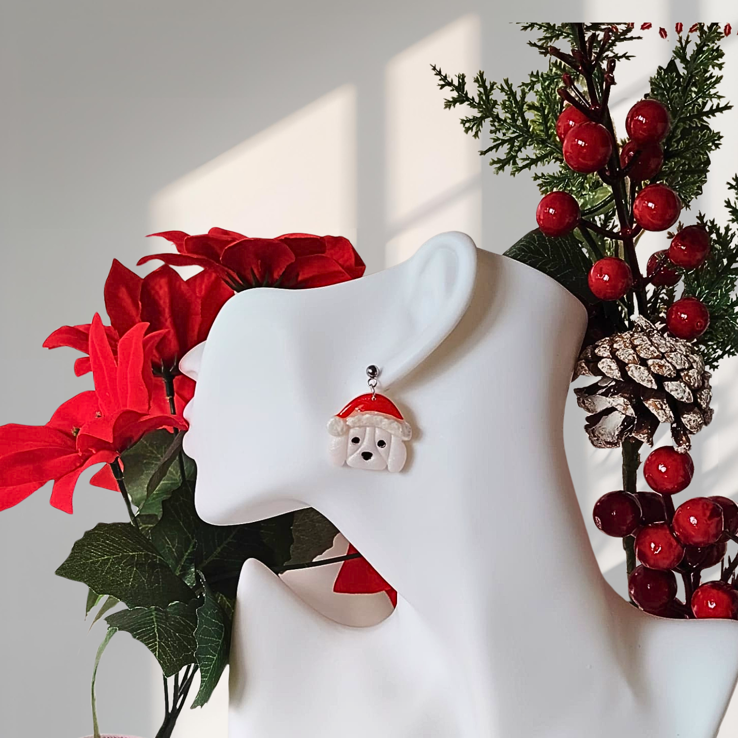 Božićne Naušnice Pas – Slatki Blagdanski Poklon / Božićni poklon