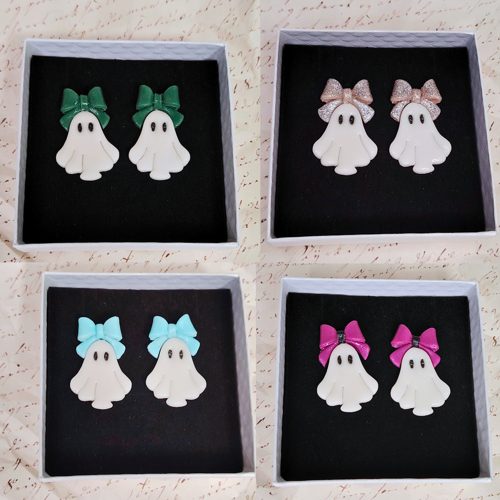 Cutie Ghost naušnice od gline – ručni rad