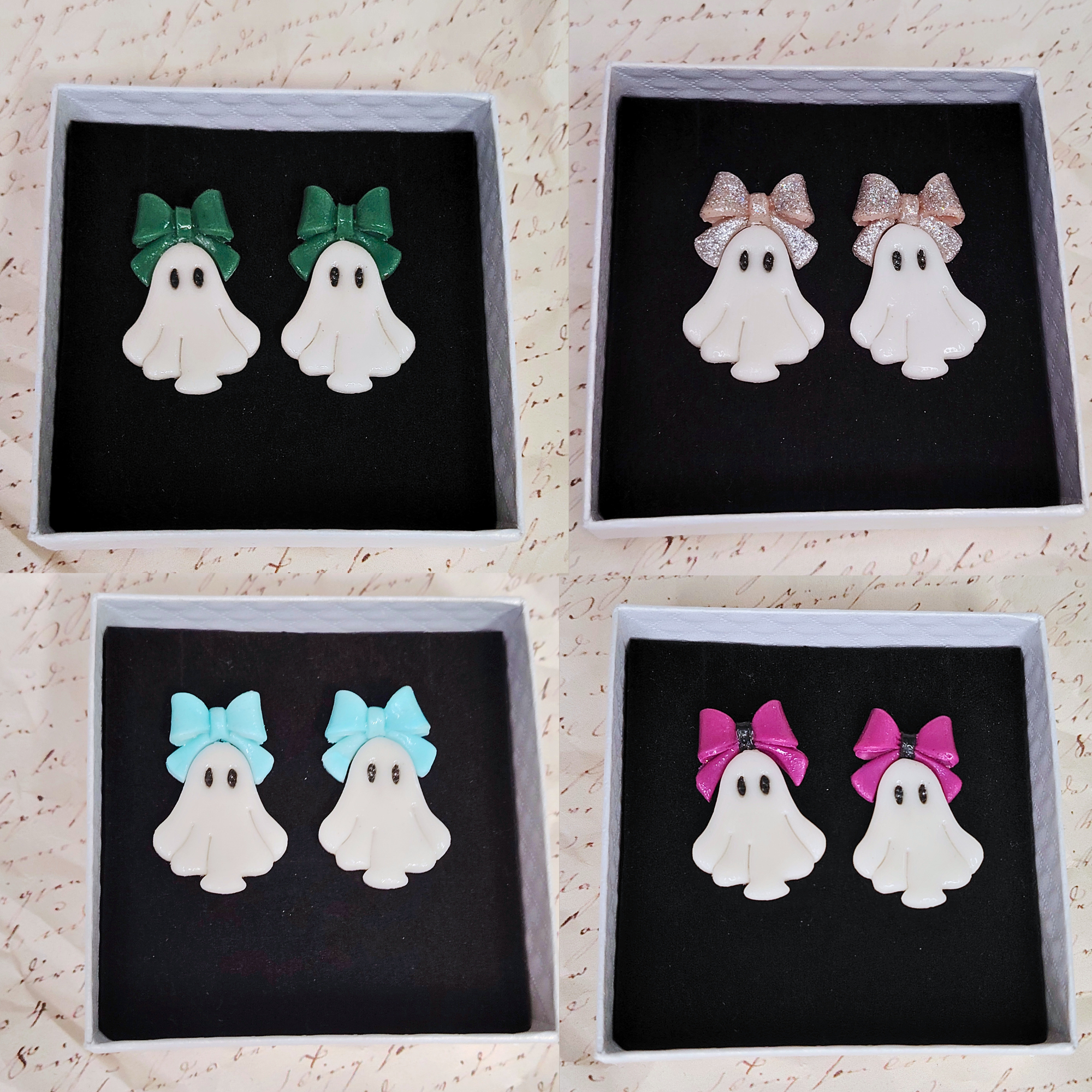 Cutie Ghost naušnice od gline – ručni rad