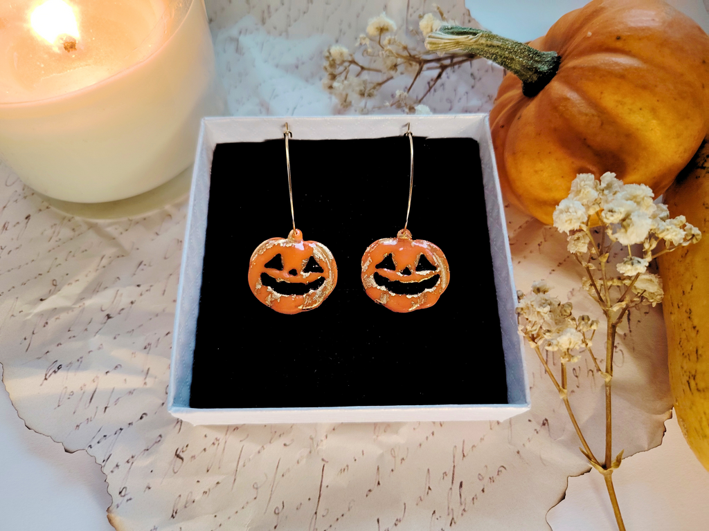 Pumpkin Duo naušnice od polimerne gline – Halloween