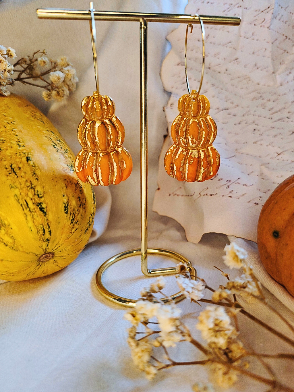 Pumpkin Hoops naušnice od polimerne gline – Halloween