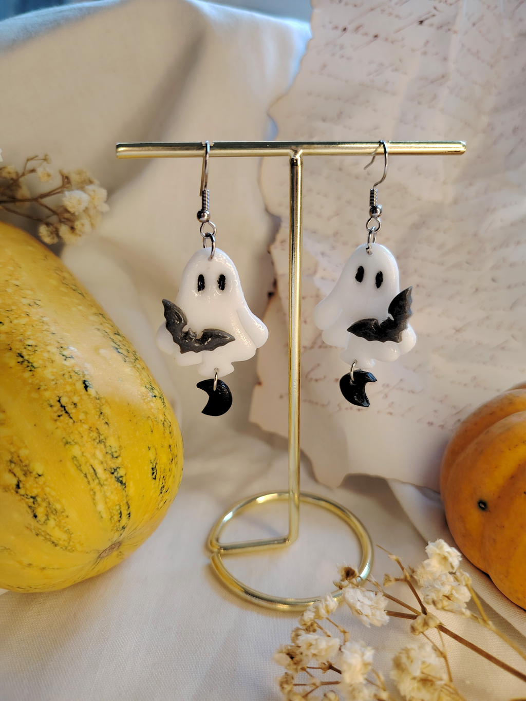 Midnight Ghost naušnice od polimerne gline – Halloween tema