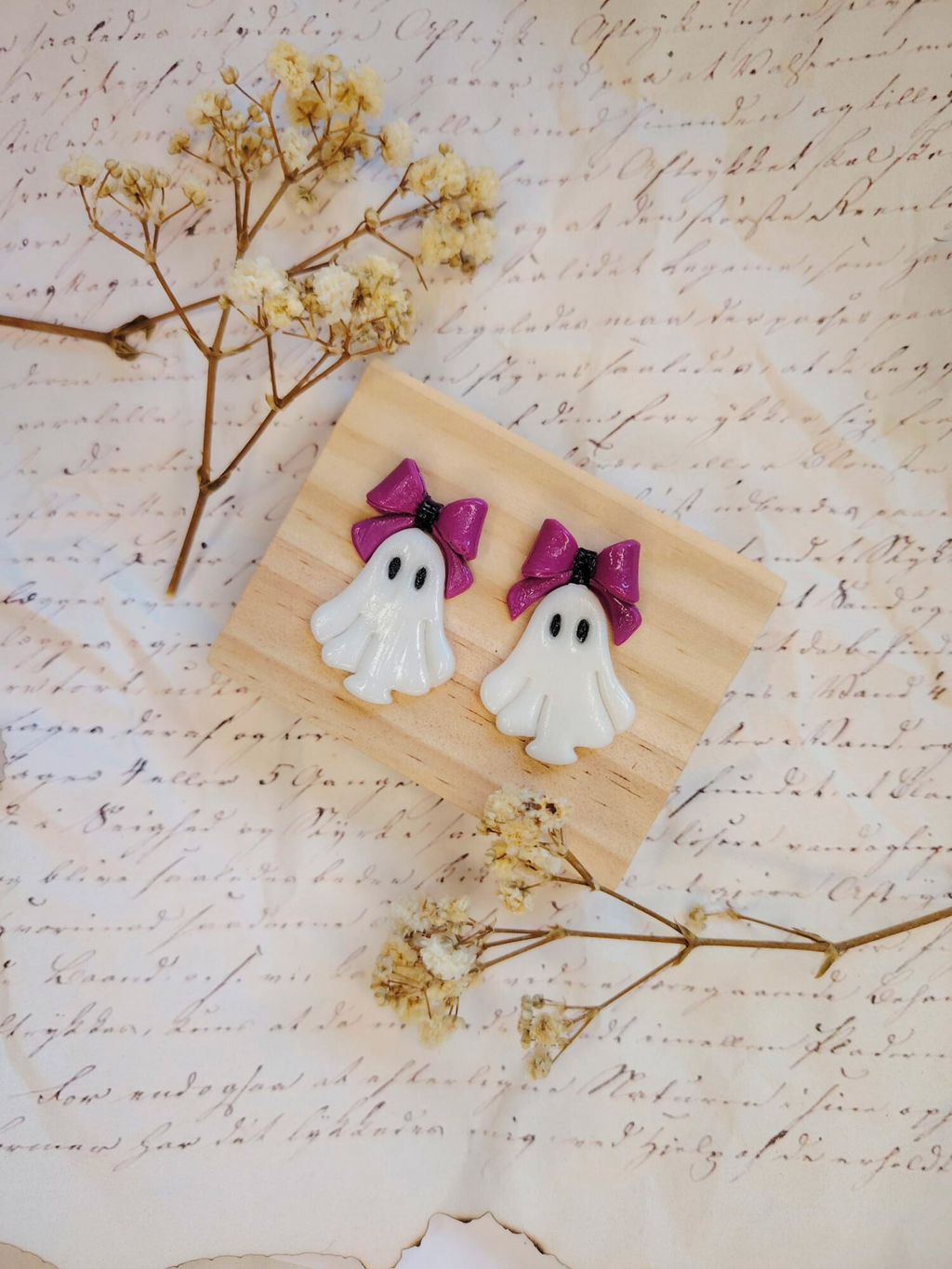 Cutie Ghost naušnice od gline – ručni rad