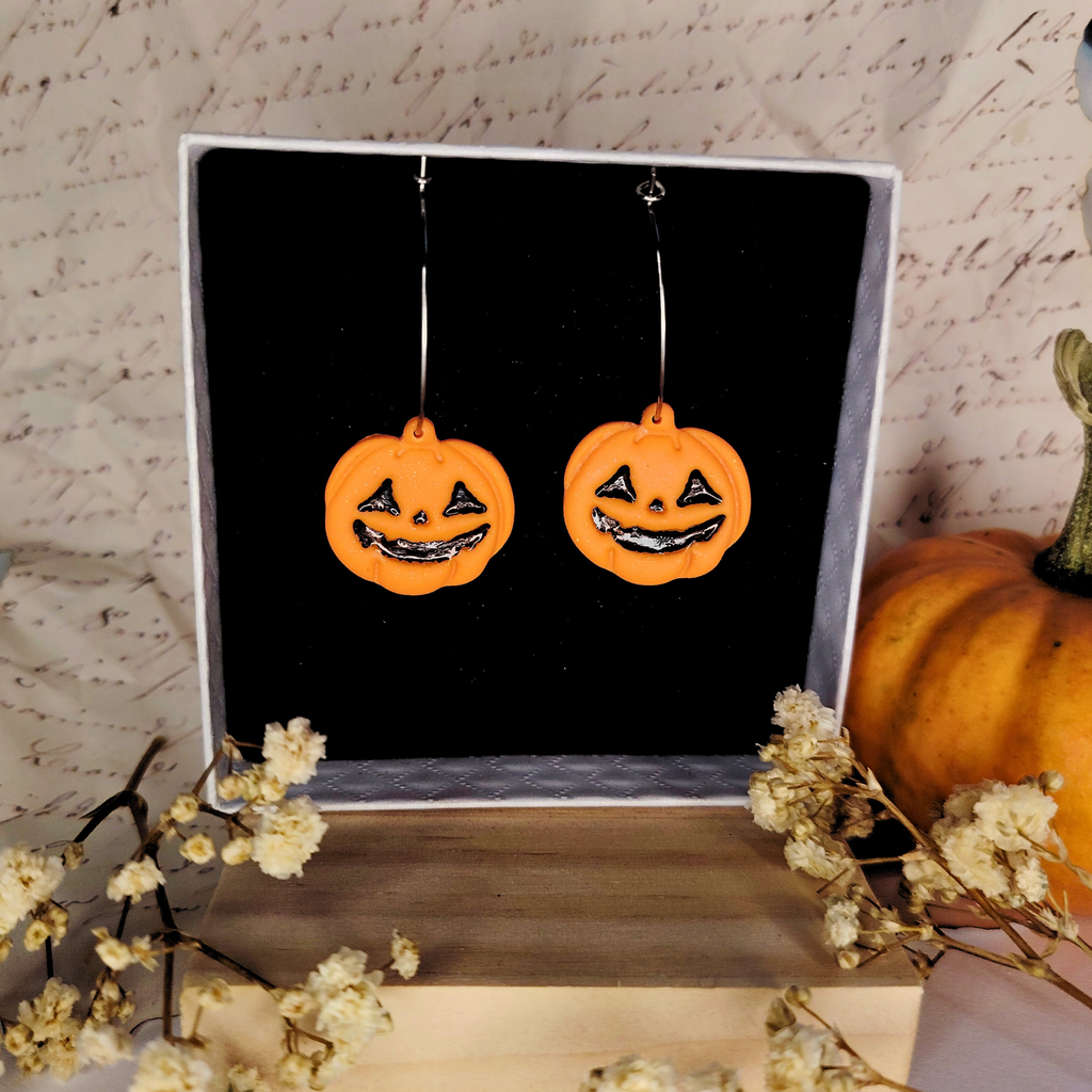 Pumpkin Duo naušnice od polimerne gline – Halloween