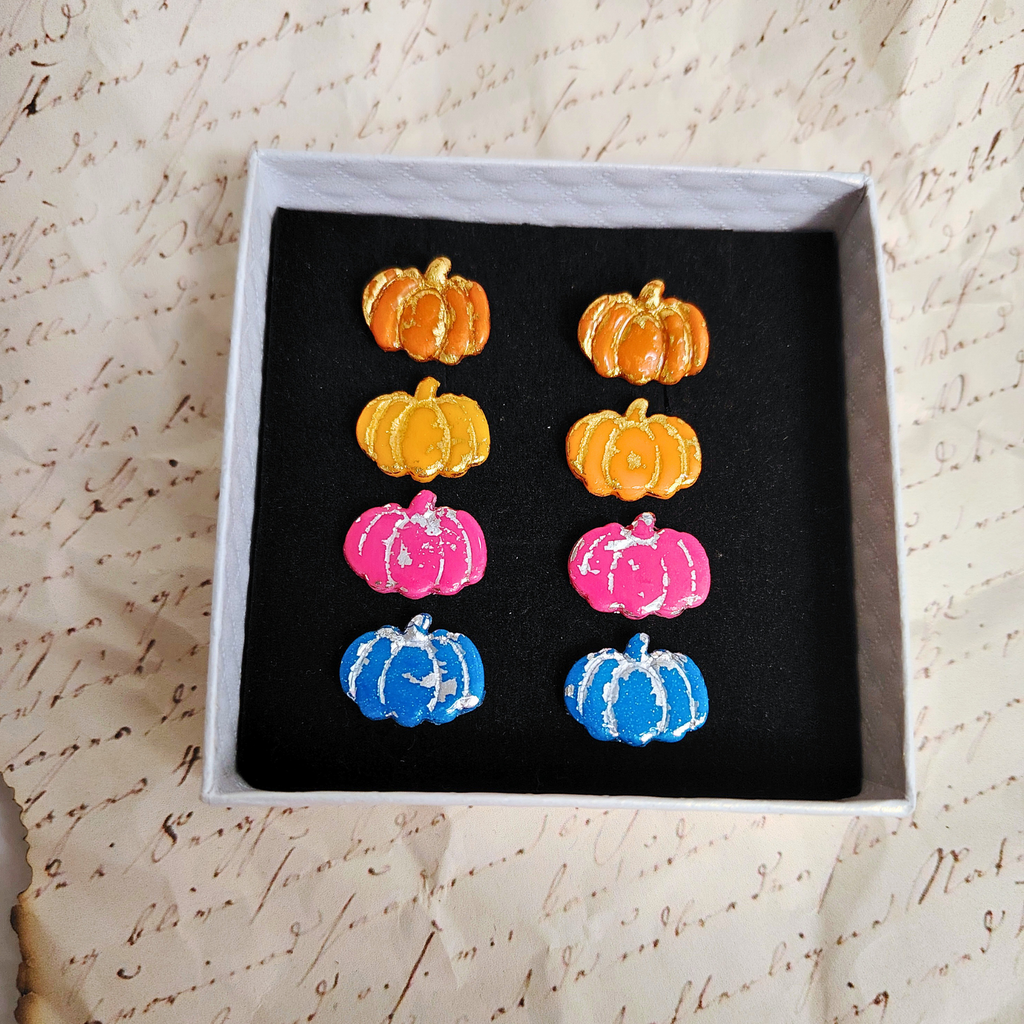 Mini Pumpkin naušnice od polimerne gline – stud design