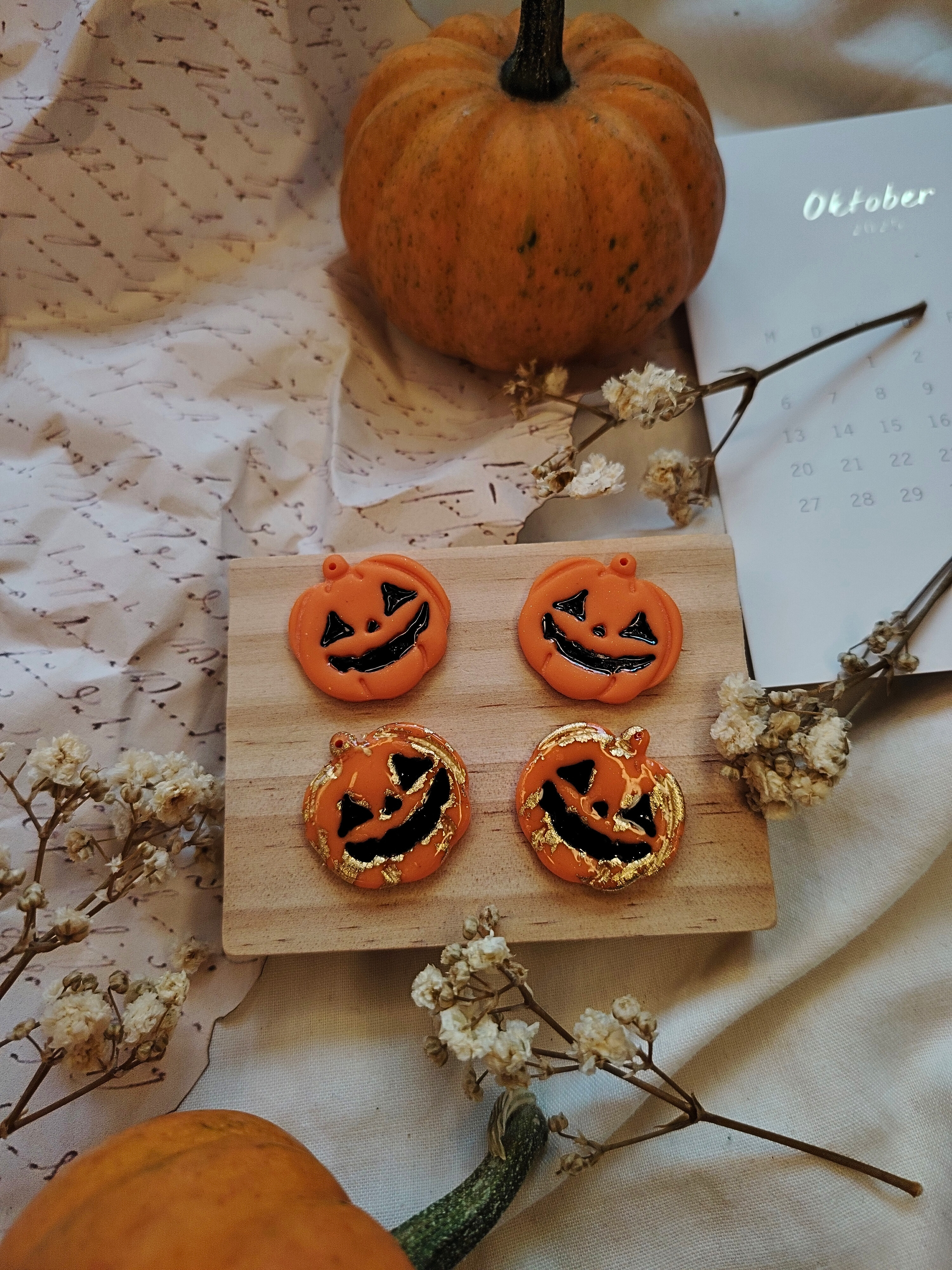 Pumpkin Duo naušnice od polimerne gline – Halloween