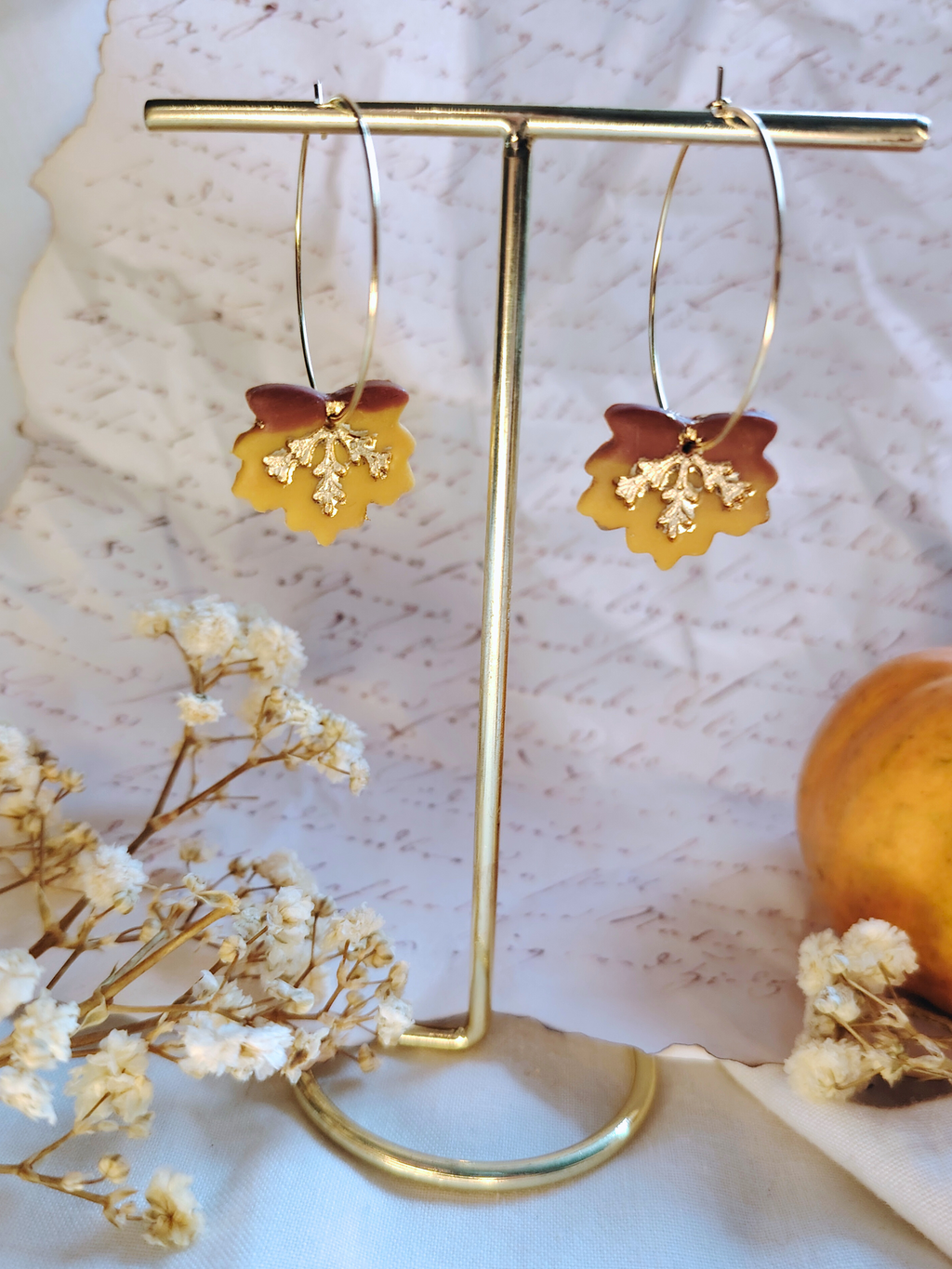 Autumn Leaves Hoops naušnice od polimerne gline – jesenski dizajn