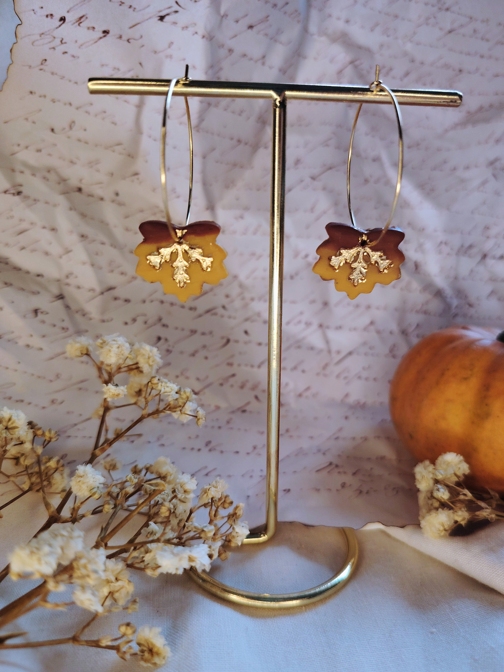 Autumn Leaves Hoops naušnice od polimerne gline – jesenski dizajn