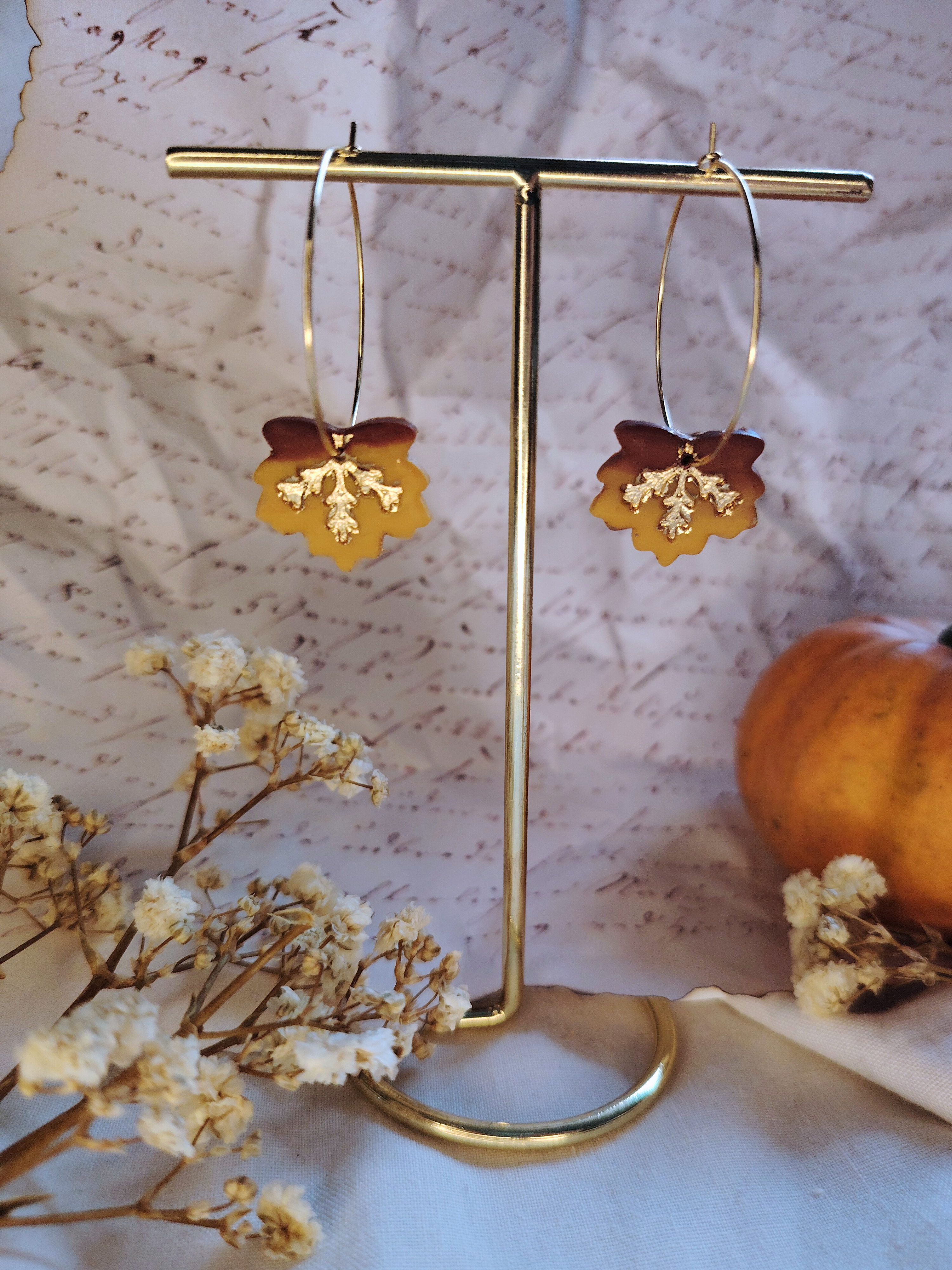 Autumn Leaves Hoops naušnice od polimerne gline – jesenski dizajn