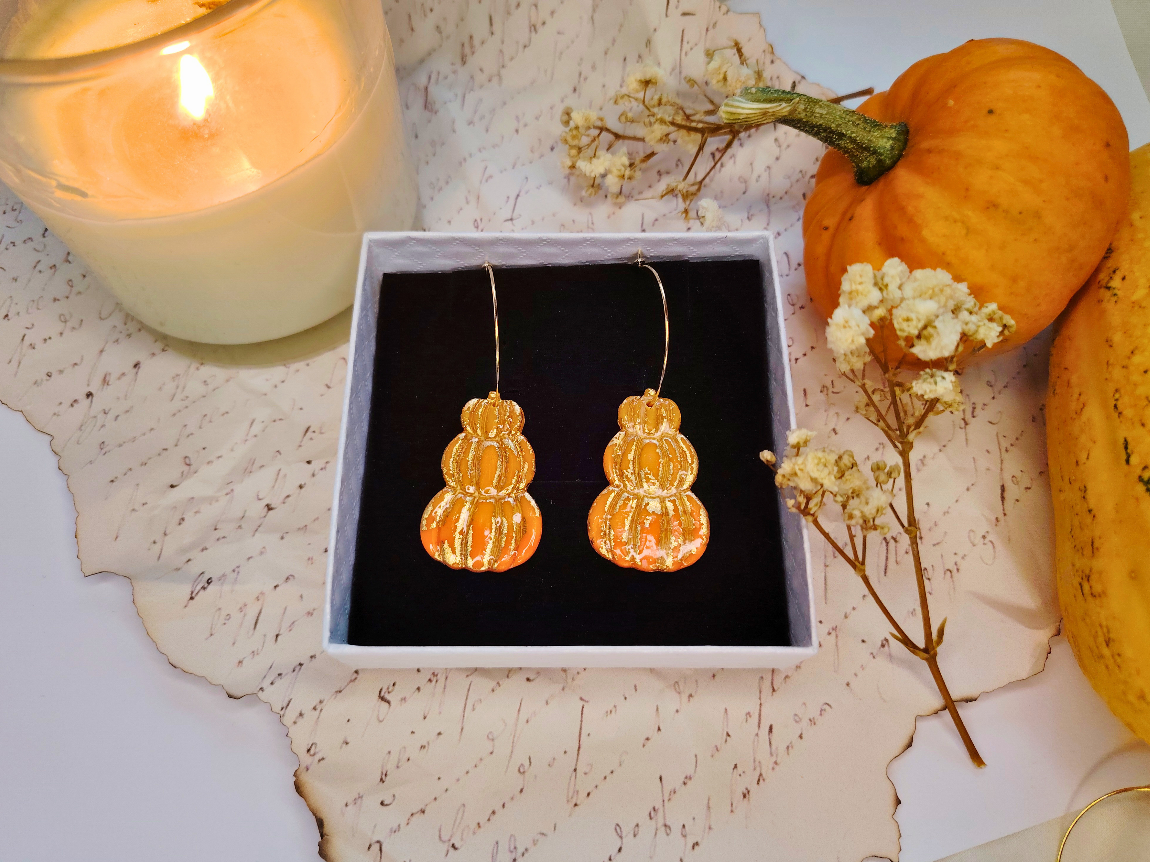 Pumpkin Hoops naušnice od polimerne gline – Halloween