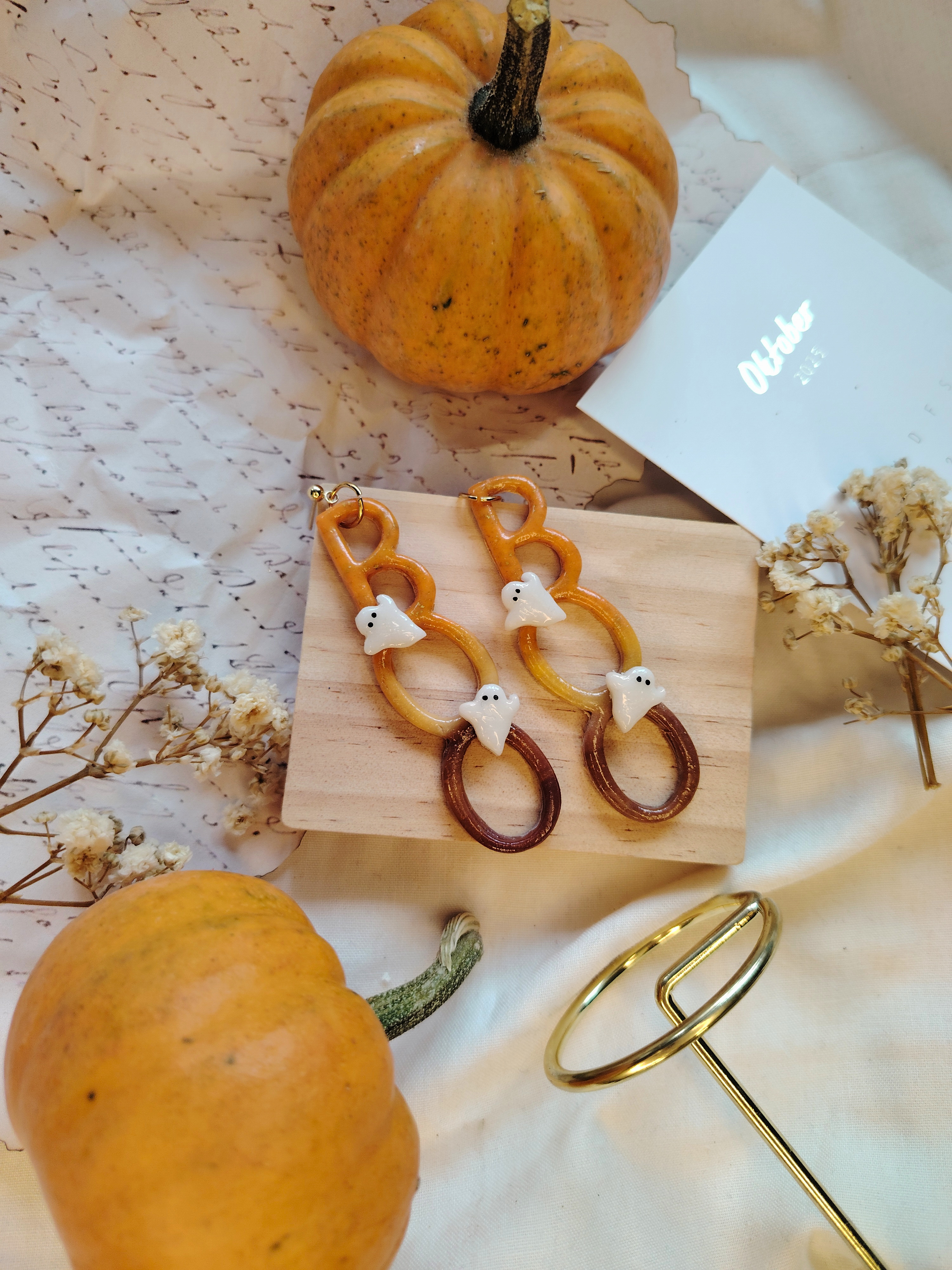 Spooky Boo naušnice od polimerne gline – ručni rad