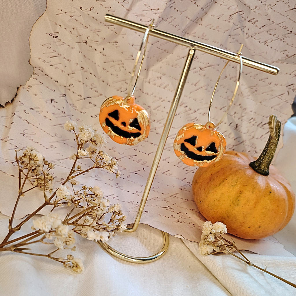 Pumpkin Duo naušnice od polimerne gline – Halloween