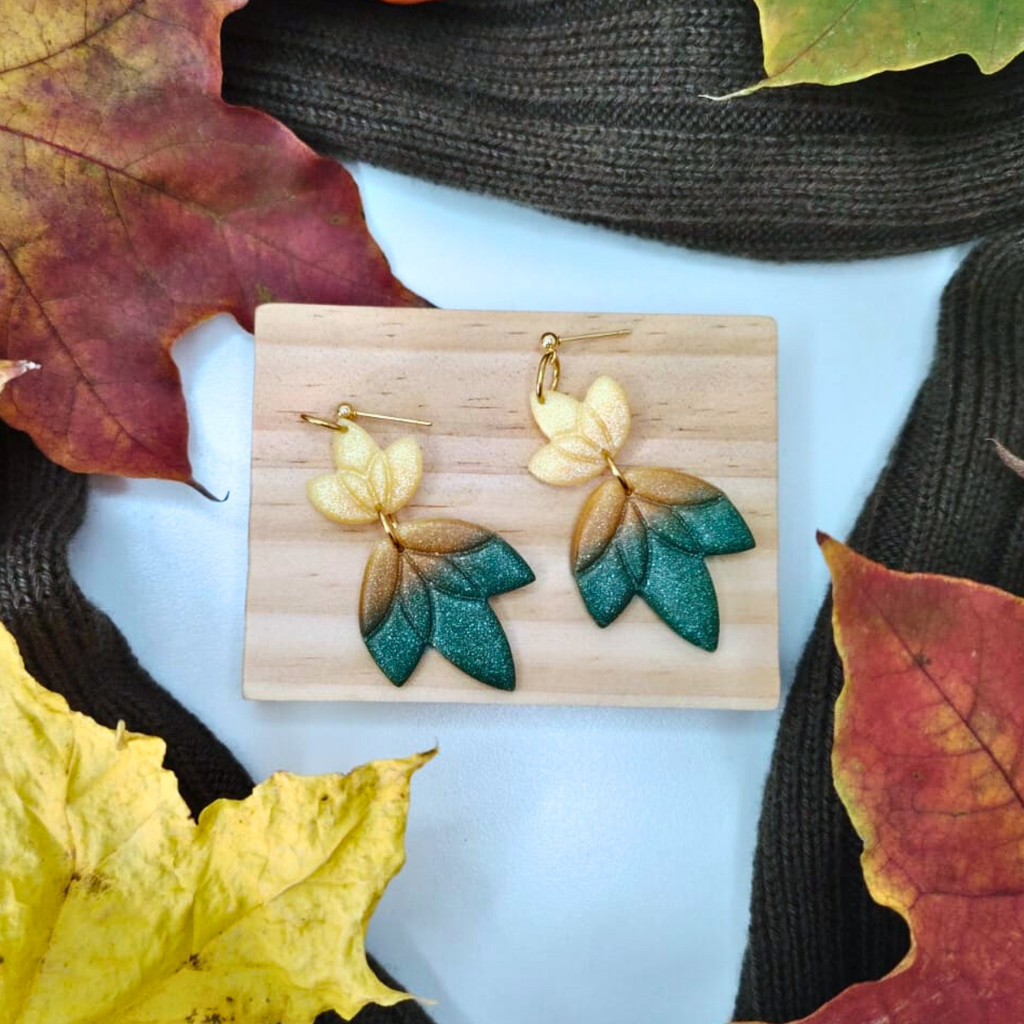 Olive Fade Earrings – Ručno izrađene naušnice od gline